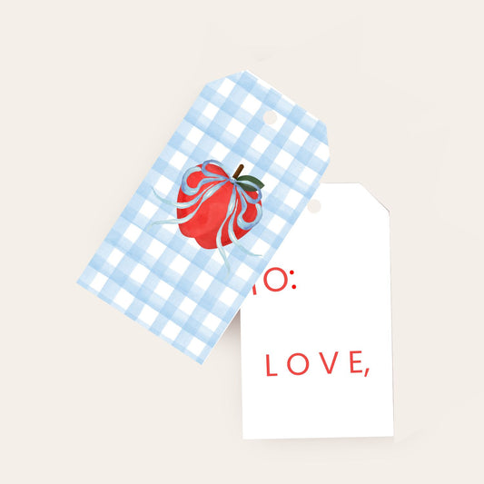 Apple, Bow & Check Big Gift Tags