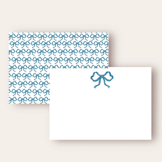 Blue Bow Stationary Set