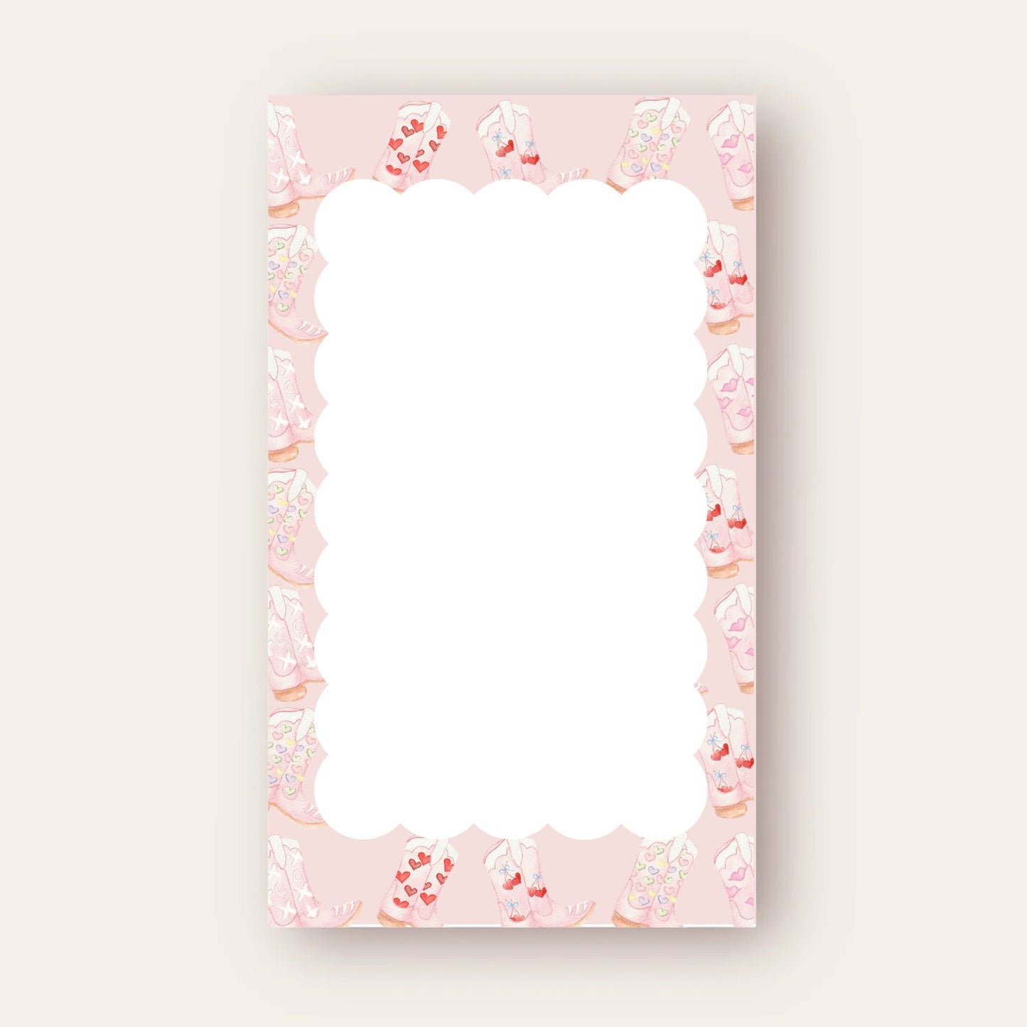 Pink Boots & Scallop Skinny Chunk Notepad