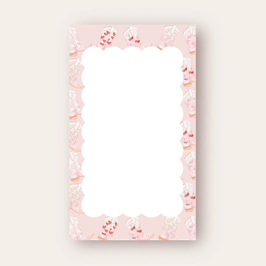 Pink Boots & Scallop Skinny Chunk Notepad