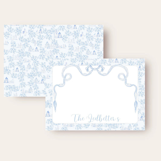 Christmas Toile & The Lightest Blue Bow Stationery Set