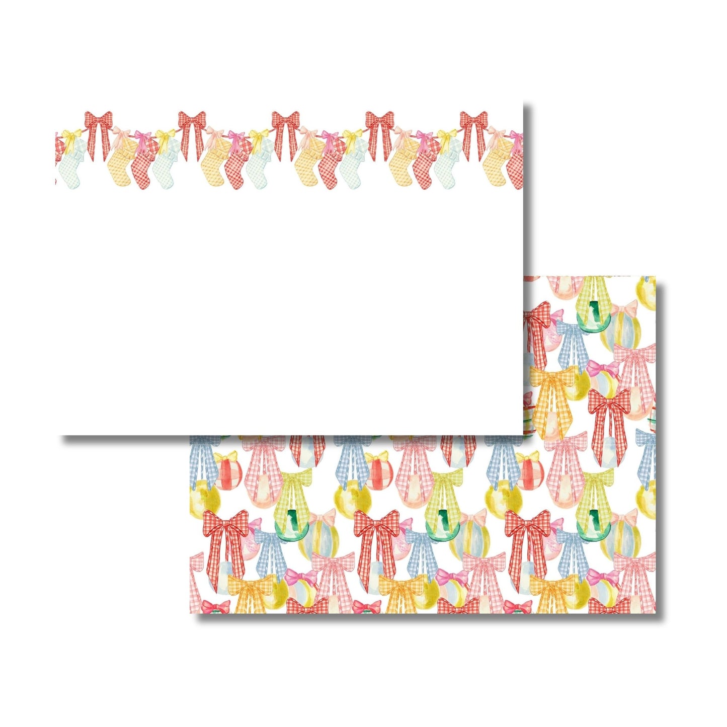 Gingham & Colorful Stockings Stationery Set