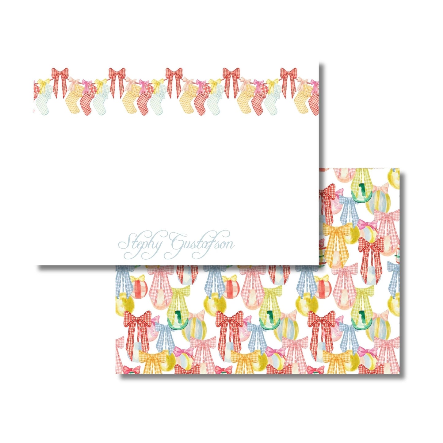 Gingham & Colorful Stockings Stationery Set