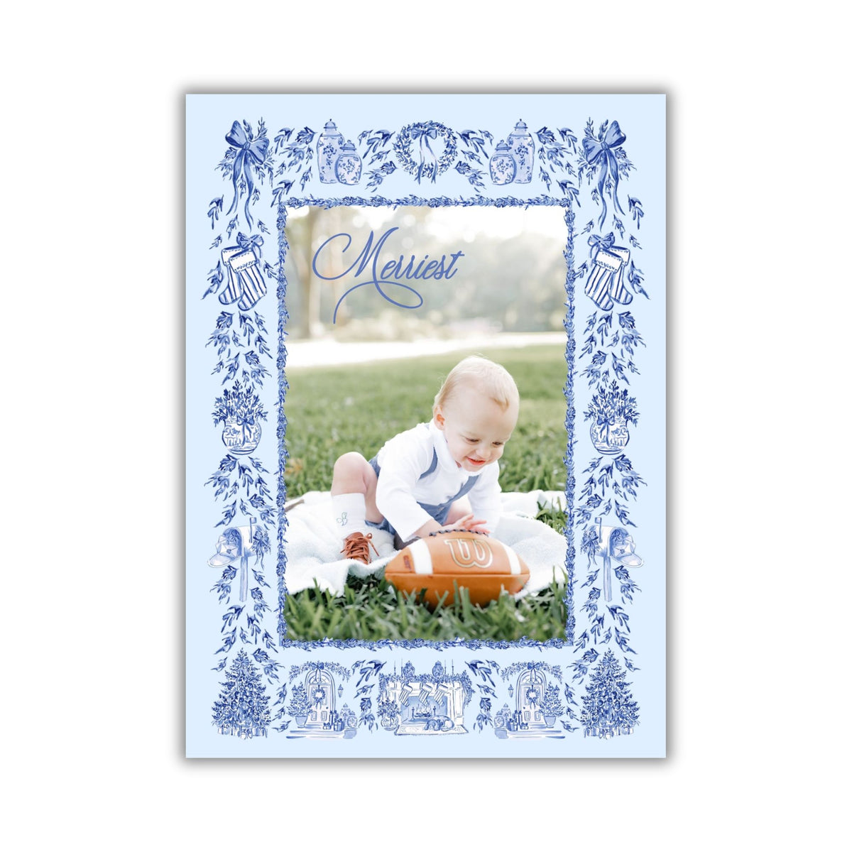 Perfect Tone on Tone Toile Holiday Card