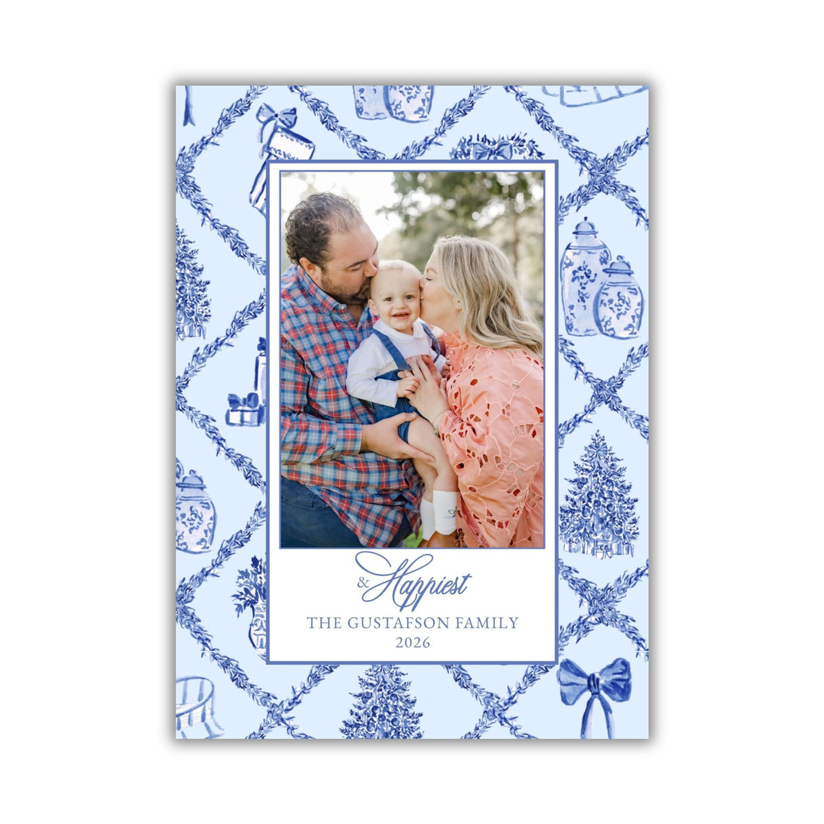 Perfect Tone on Tone Toile Holiday Card