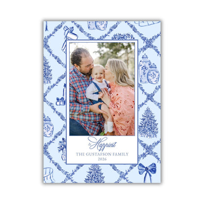 Perfect Tone on Tone Toile Holiday Card