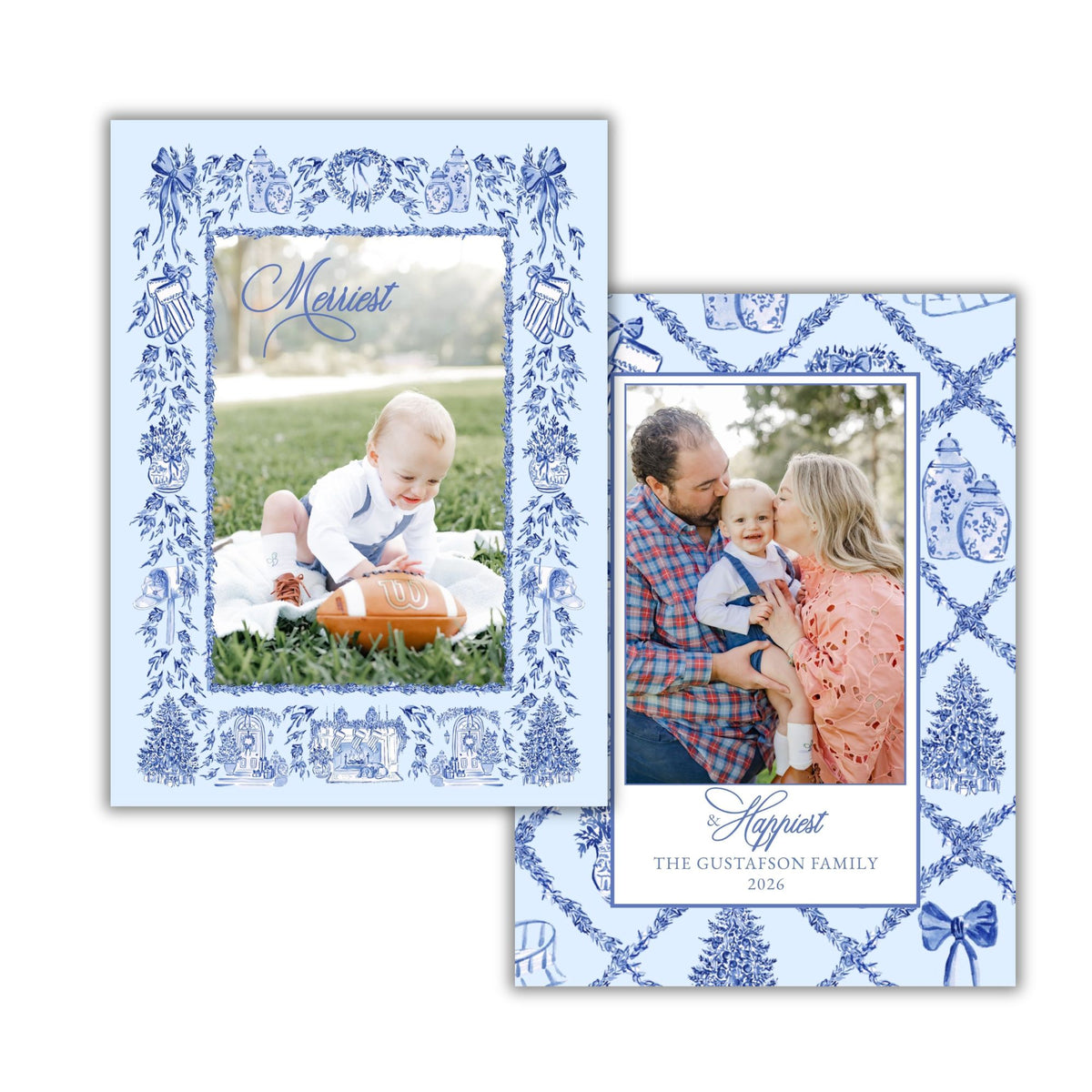 Perfect Tone on Tone Toile Holiday Card