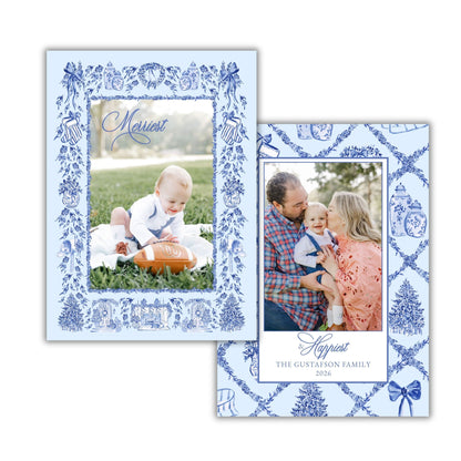 Perfect Tone on Tone Toile Holiday Card