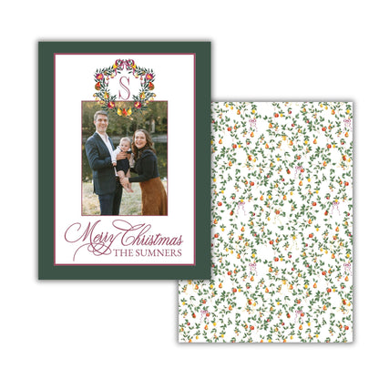 Now That's a Class Act - Gold Leaf Wreath & Gold Leaf Fruit Holiday Card