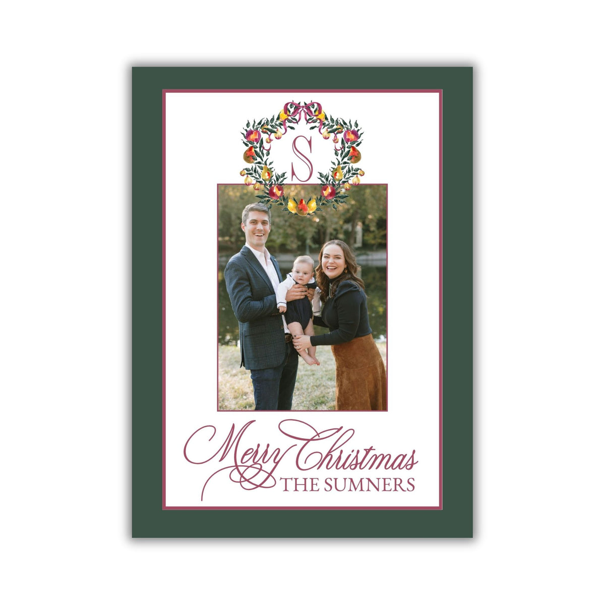 Now That's a Class Act - Gold Leaf Wreath & Gold Leaf Fruit Holiday Card