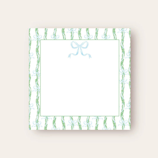 Light Garland & Blue Bow Baby Chunk Notepad