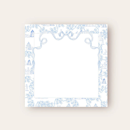 Christmas Toile & The Lightest Blue Bow Baby Chunk Notepad