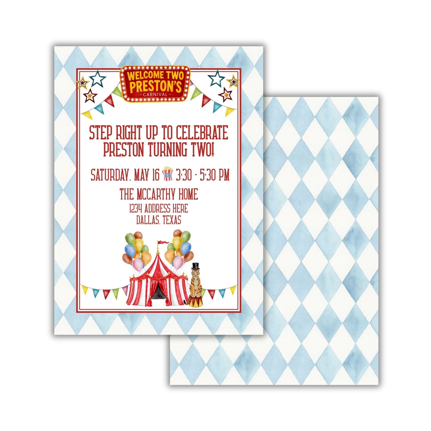 Preston's Circus Birthday Invitation (We Love Janelle Paige)
