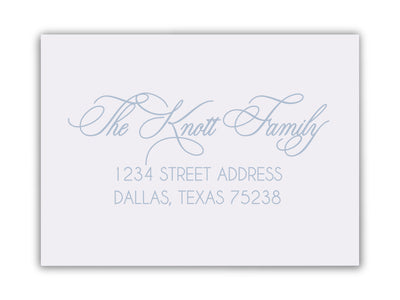 Standard White envelope front with a printed guest address