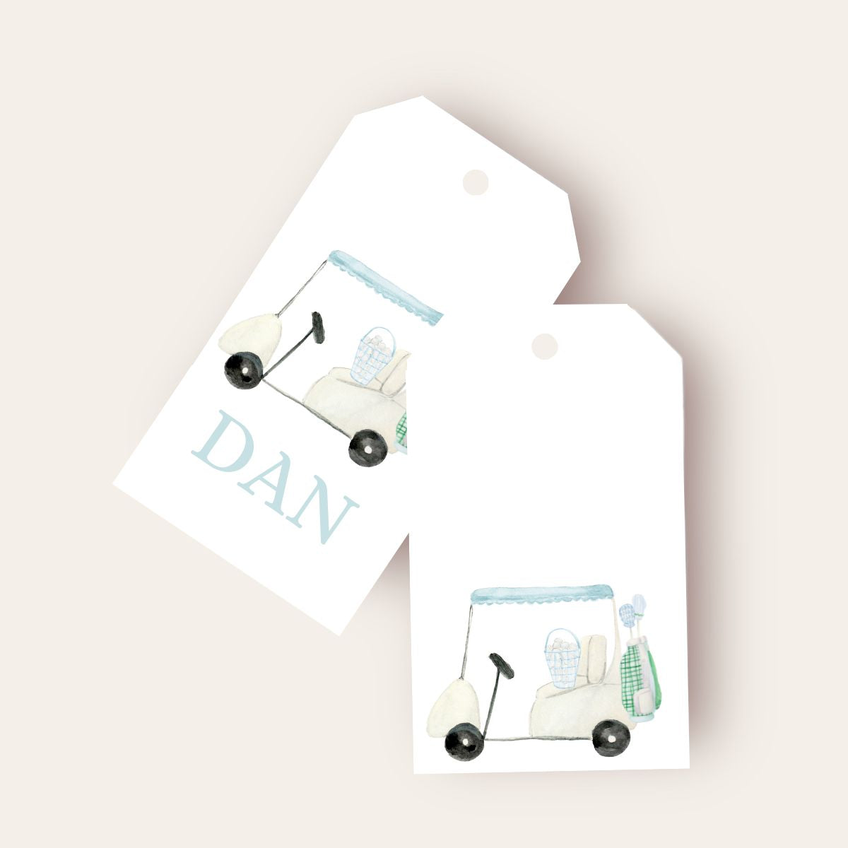 Blue Golf Cart Big Gift Tags