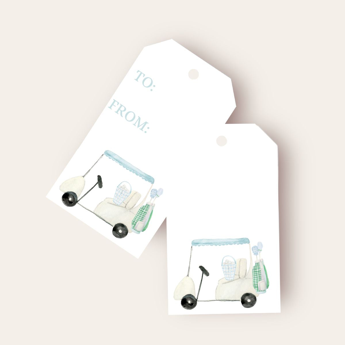 Blue Golf Cart Big Gift Tags