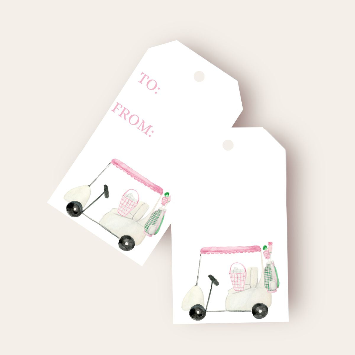 Pink Golf Cart Big Gift Tags